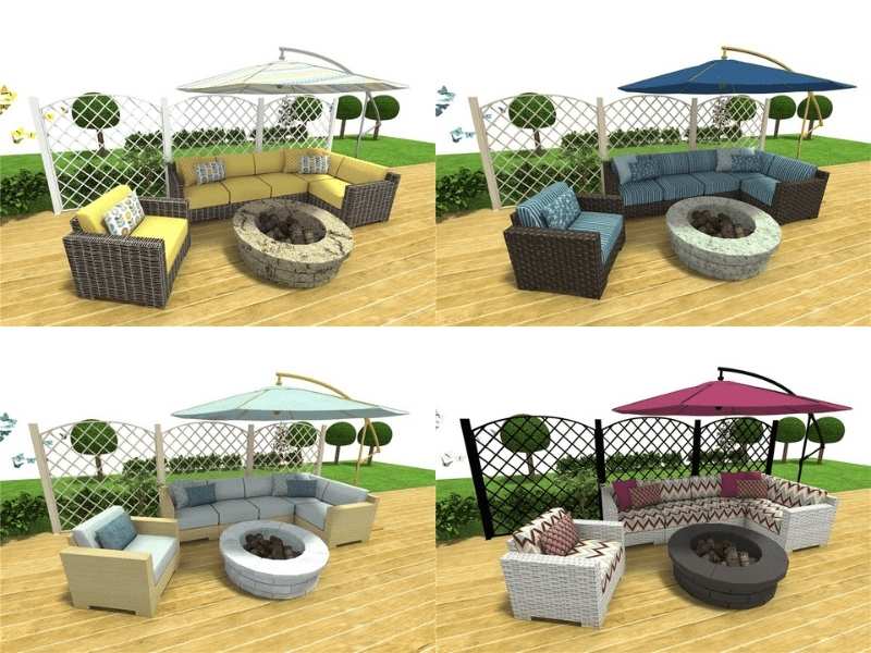 3D image interior design visualization of outdoor furniture with Replace Materials.