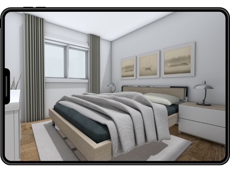 A 3D Photo from the RoomSketcher app being shown on an iPad.
