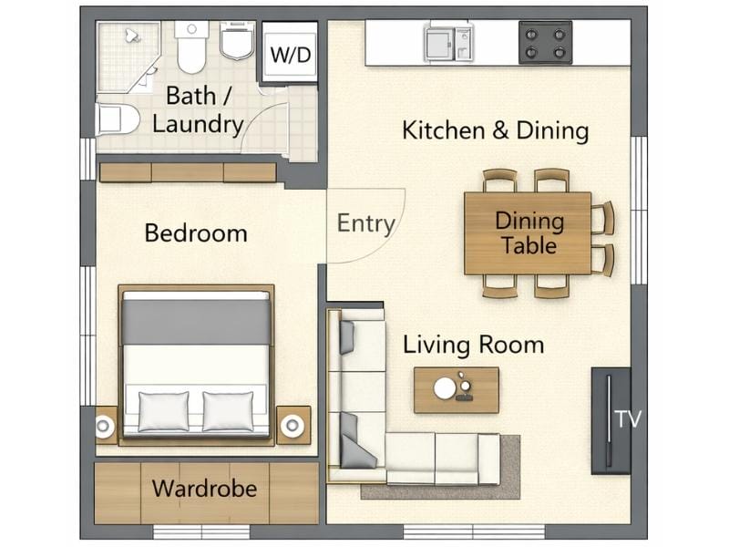 2D floor plan generated by ChatGPT with visible mistakes such as missing doors.