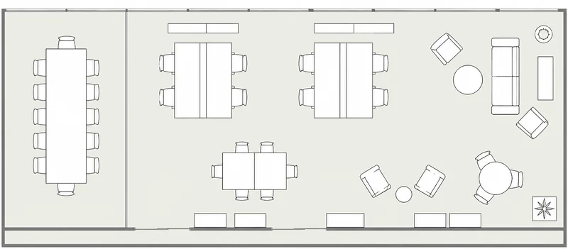 2D floor plan of an office.