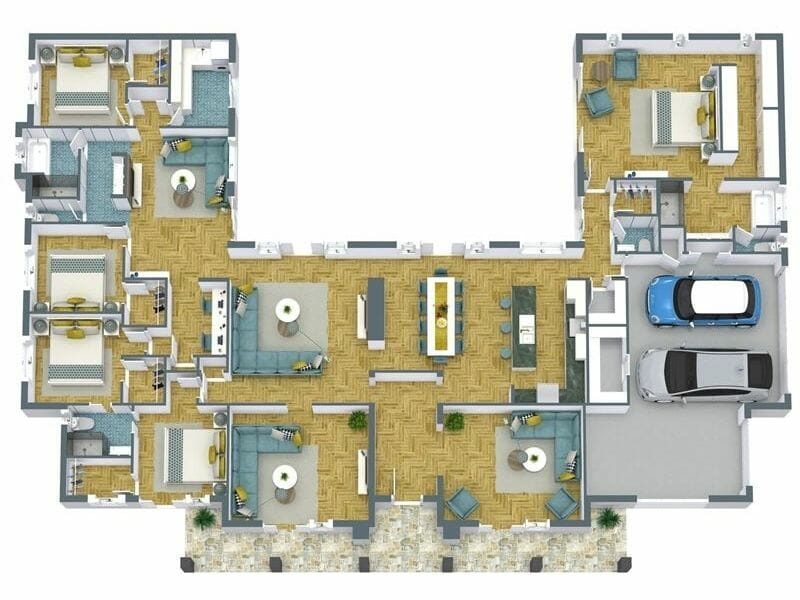 villa house plans 3d