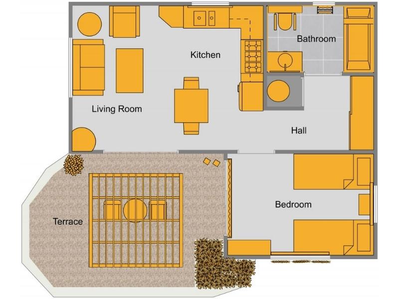 Retirement home with terrace.