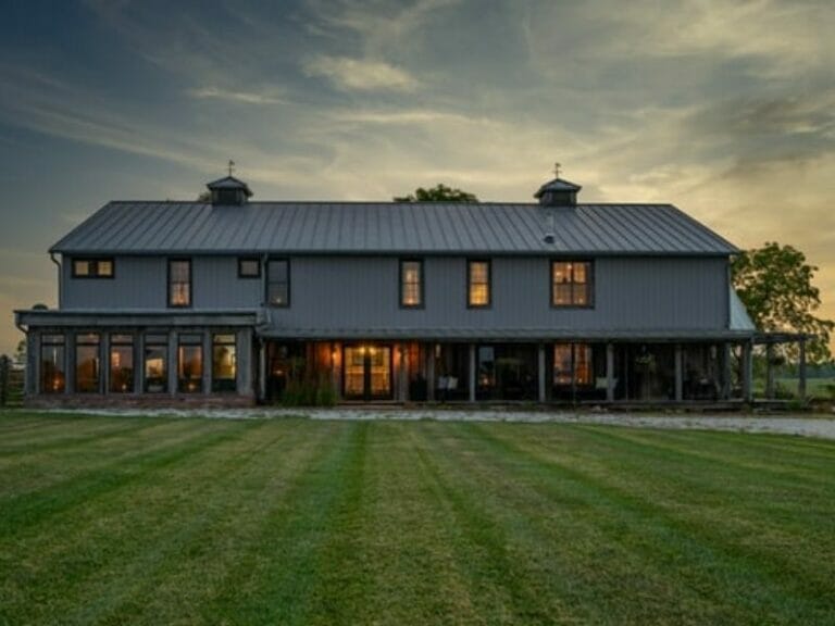 Barndominium with large lawn