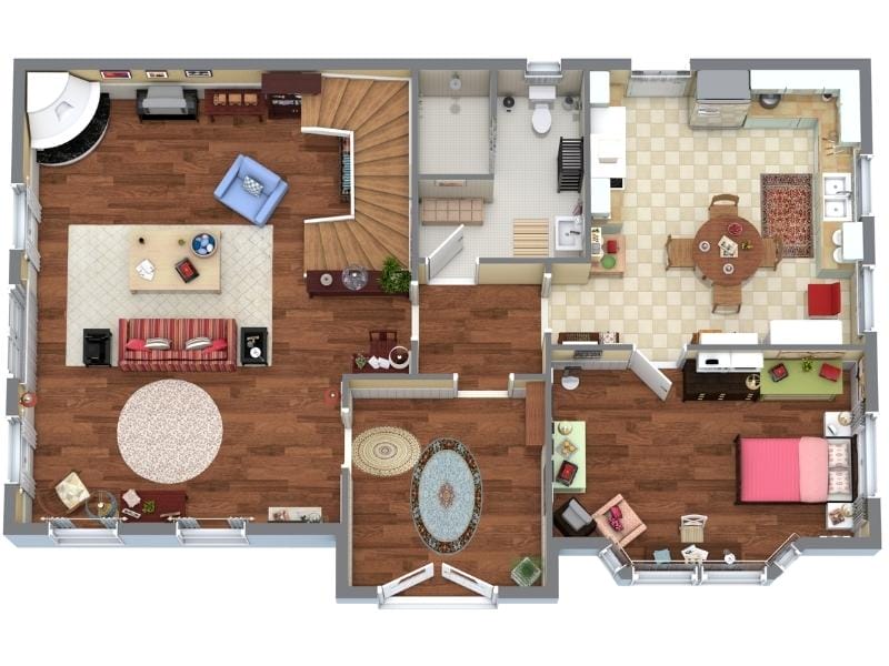 Lorelai and Rory's house first floor house layout in Gilmore Girls.