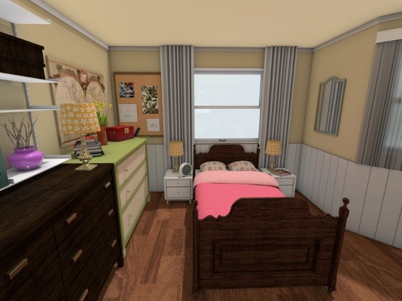 Rory's bedroom from Gilmore Girls rendered in 3D.