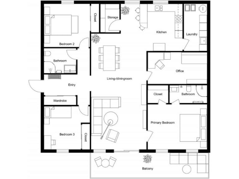 Popular Three-Bedroom Apartment Floor Plans