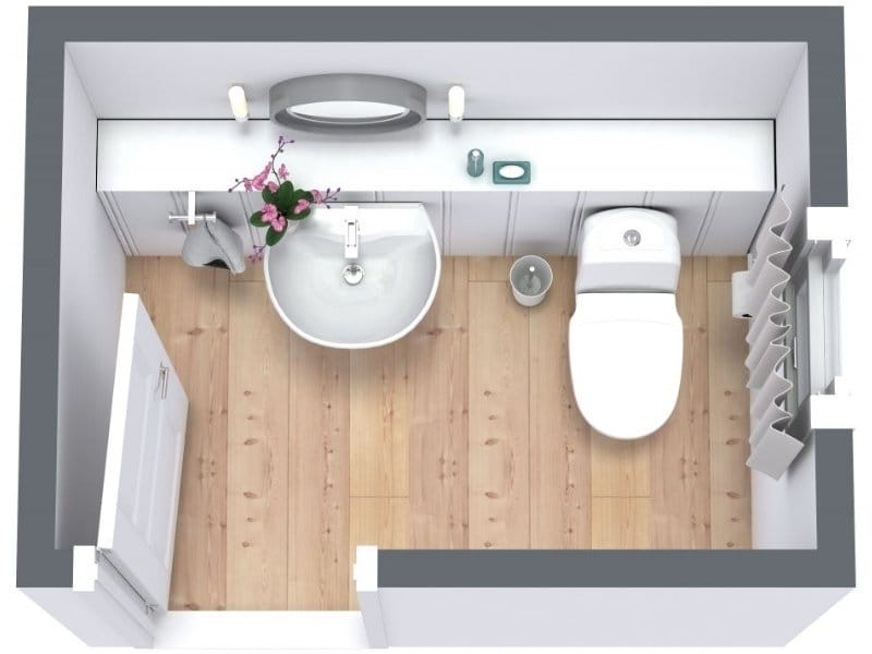 Powder room layout.