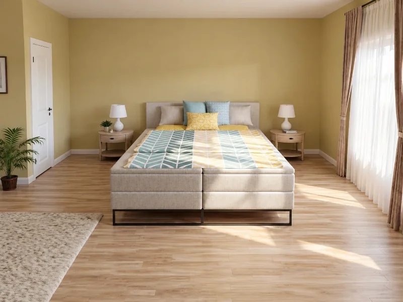 Large bedroom with a king sized bed and two bedside tables.