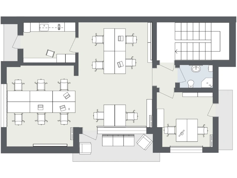 2D office floor plan.