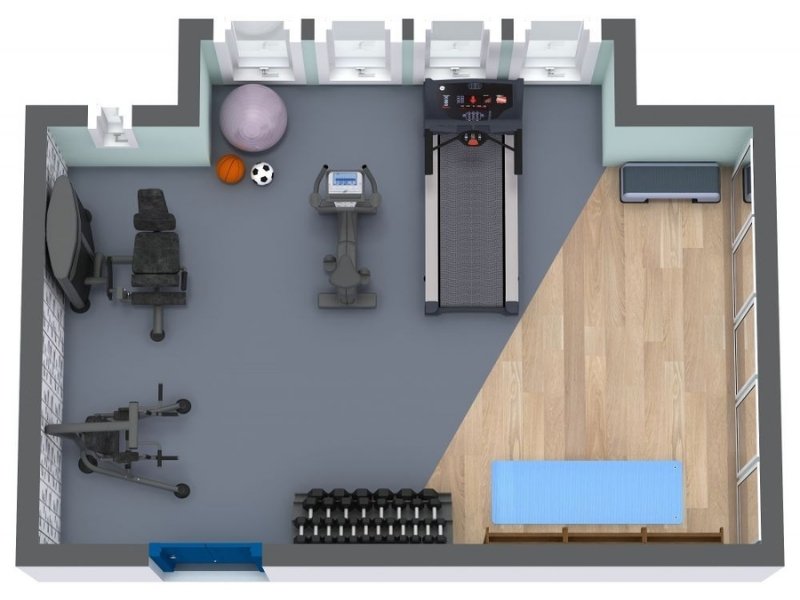 Home gym floor plan.