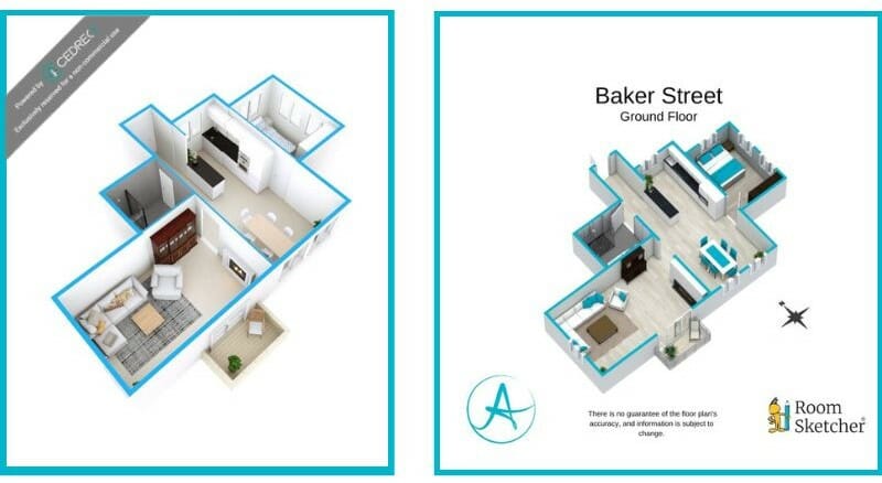 two 3D floor plans