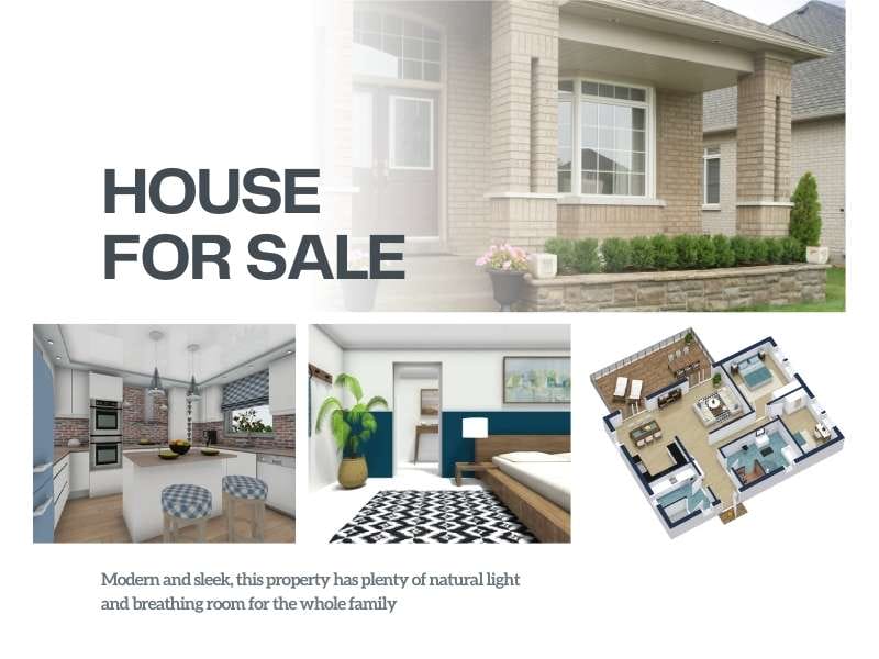 Real estate listing with real pictures, 3d floor plans, and 3d photos