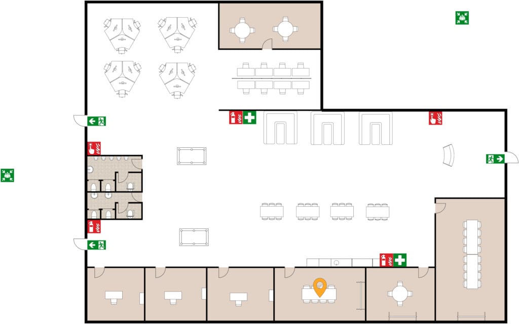 2D Rendering of an office evacuation plan