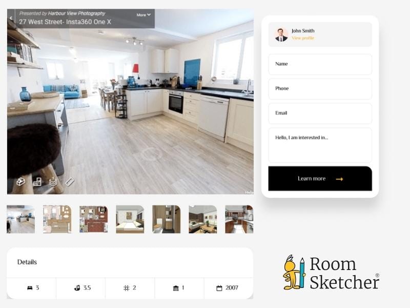 A Real Estate listing with both Matterport and RoomSketcher