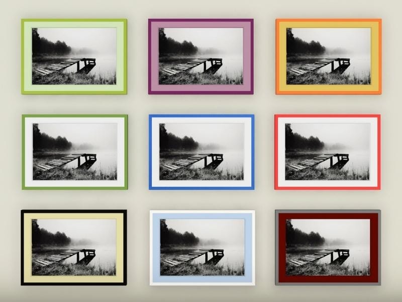 A 3D Photo generated using RoomSketcher showing customizable picture frames and passepartout.