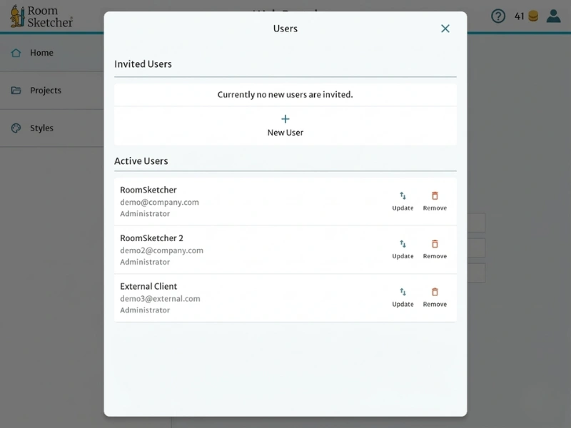 RoomSketcher multi-user support is easy to access and built into Web Portal.