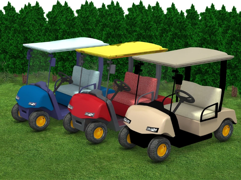 Golf Carts in RoomSketcher come with customizable colors and finishes,