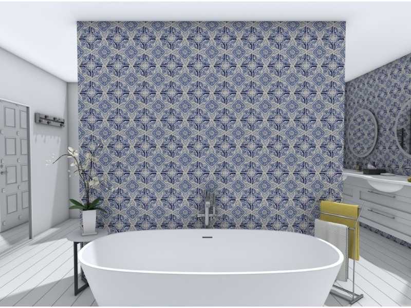 Grundriss für Hotelzimmer mit freistehender Badewanne und hochwertigem Badezimmerdesign