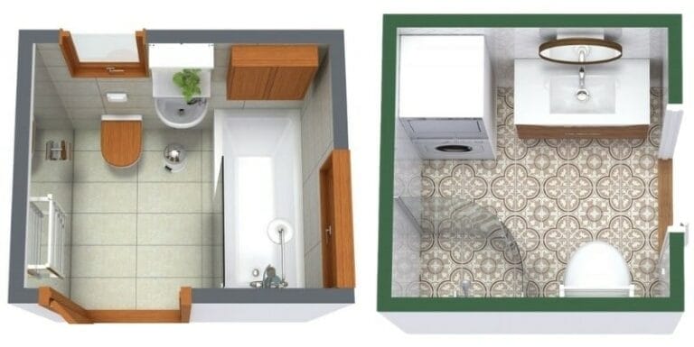 Zwei Badezimmer-Grundrisse für ein Studio-Apartment