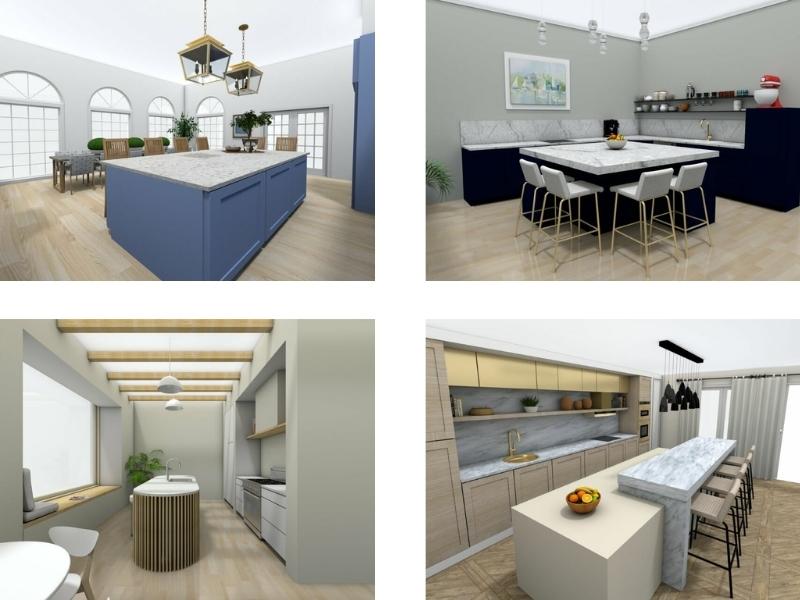 Kücheninseln in rechteckiger, quadratischer, runder und individueller Form in verschiedenen Designs