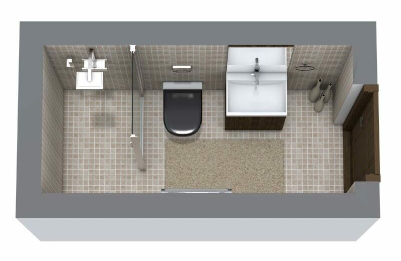 Kleine Badezimmer mit schmalem rechteckigem Layout und moderner Ausstattung