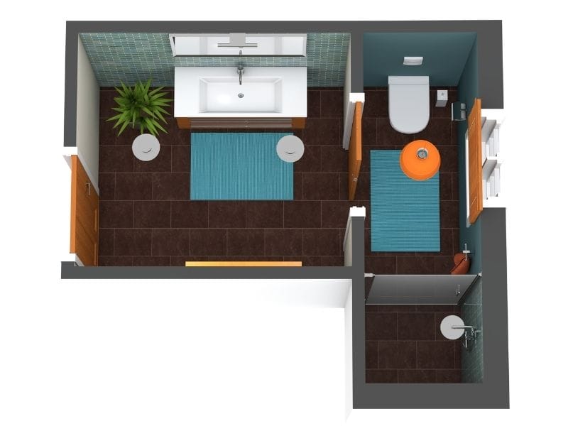 Moderner Grundriss für mittelgroße Badezimmer mit Dusche und separatem WC