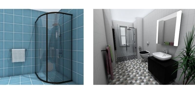 Beispiel für Grundrisse für mittelgroße Badezimmer mit Dusche