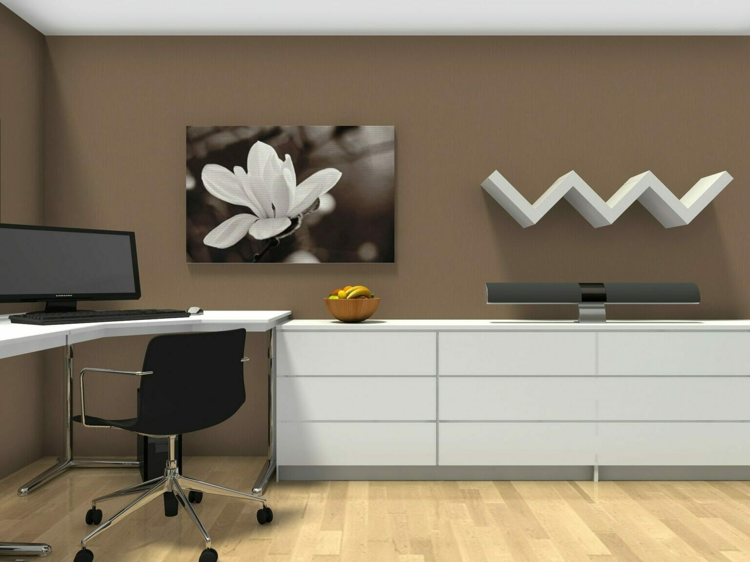 Home Office Idee braune Waende
