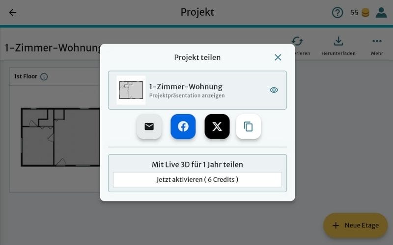RoomSketcher-Webportal-Sharing-Seite