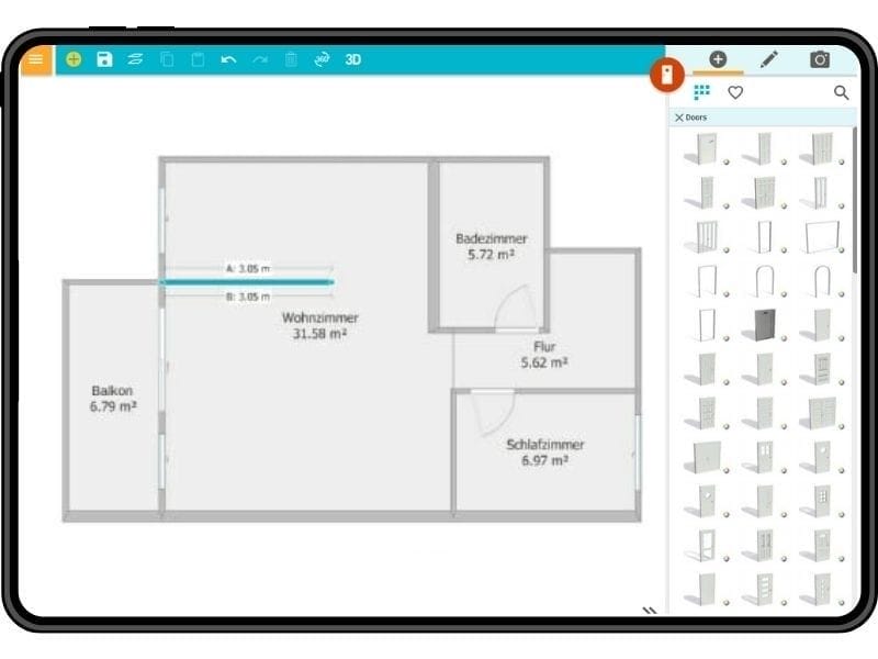 RoomSketcher auf einem Android-Tablet.