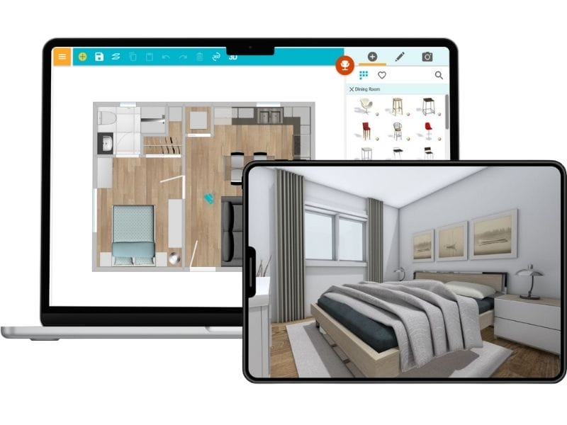 Verwenden Sie RoomSketcher nahtlos auf Macs und iPads.