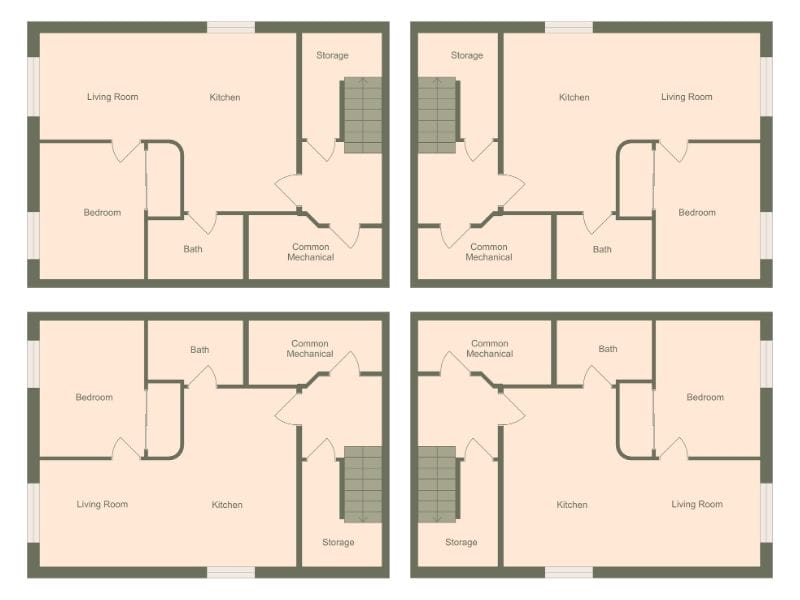 A floor plan that has been flipped vertically and horizontally