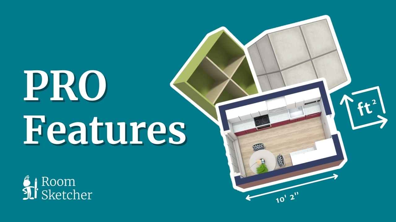 Pro features showing furniture, building blocks, 3D floor plans and measurements