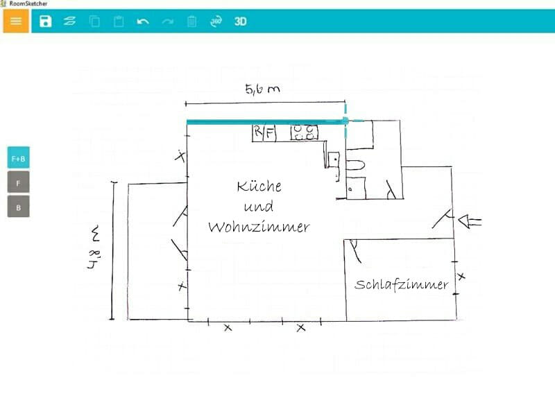 Eine Skizze auf Papier RoomSketcher App